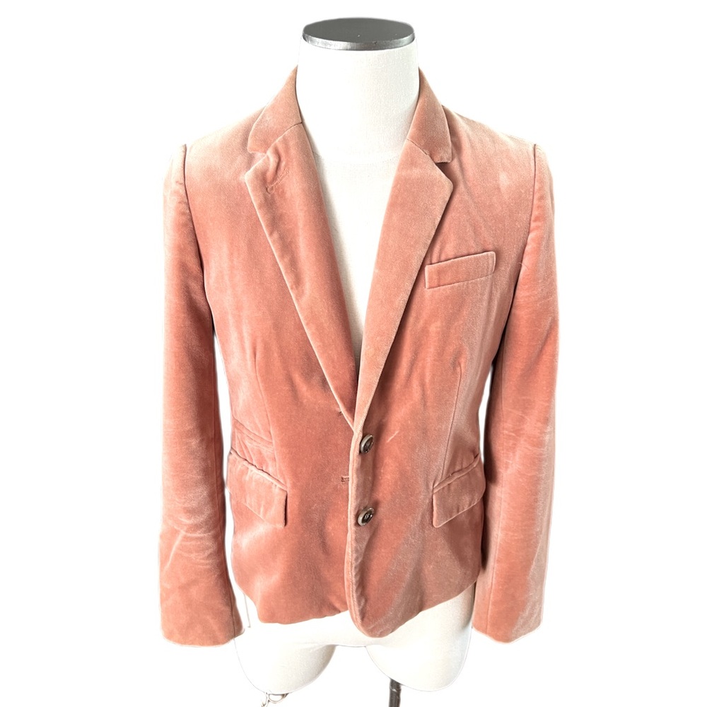 J. Crew blush velvet schoolboy blazer